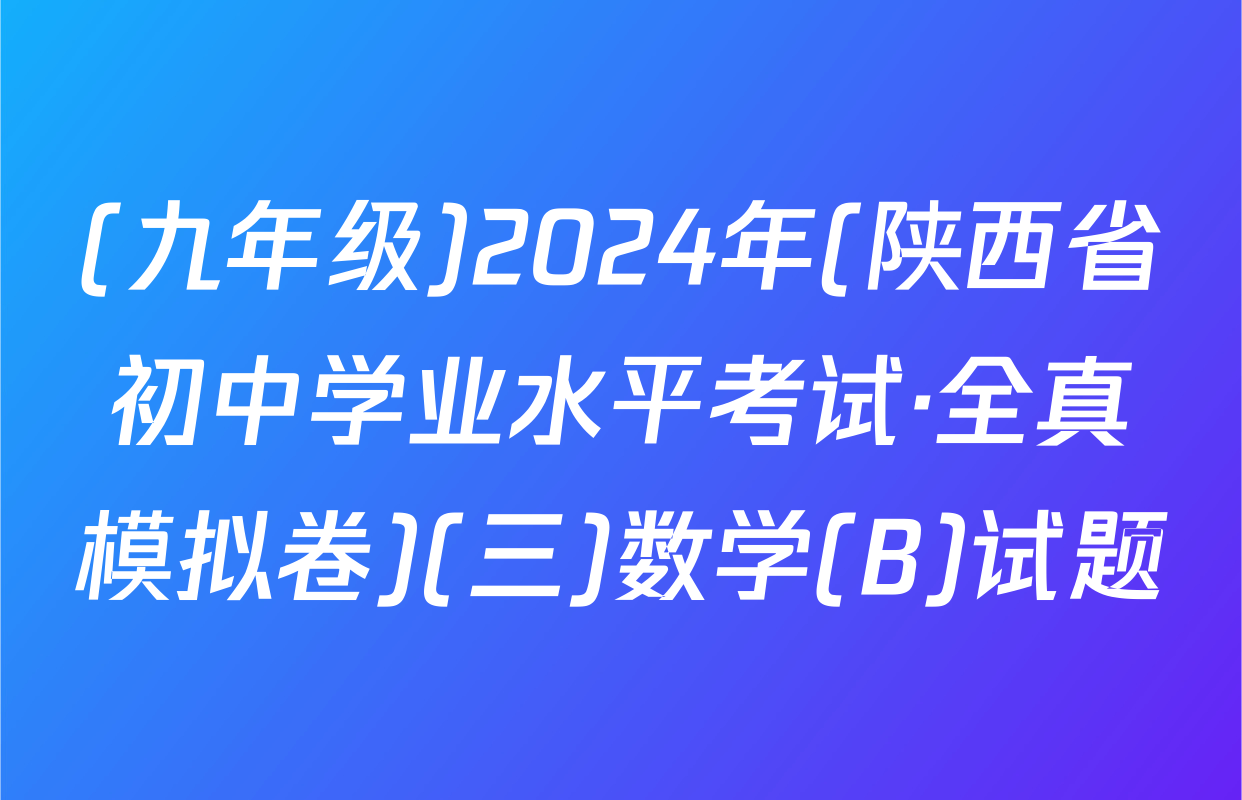 (九年级)2024年(陕西省初中学业水平考试·全真模拟卷)(三)数学(B)试题