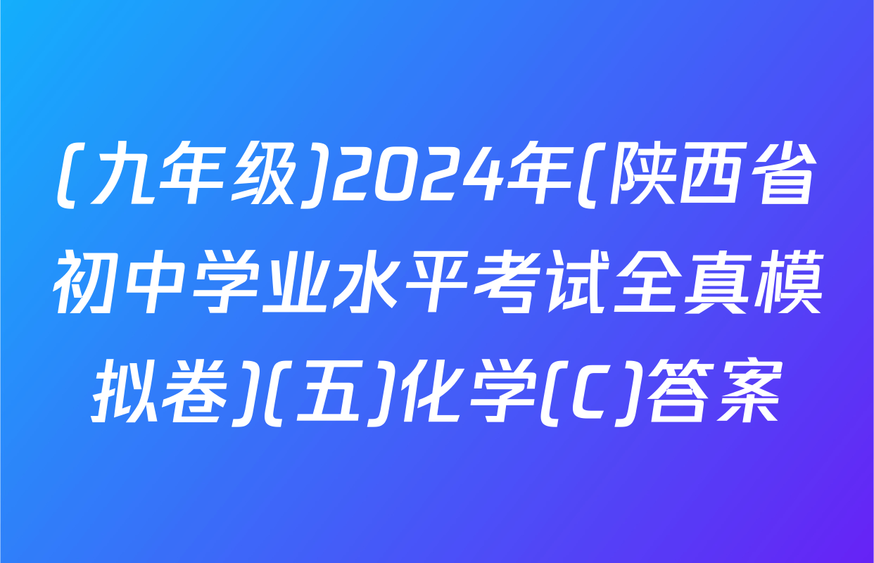 (九年级)2024年(陕西省初中学业水平考试全真模拟卷)(五)化学(C)答案