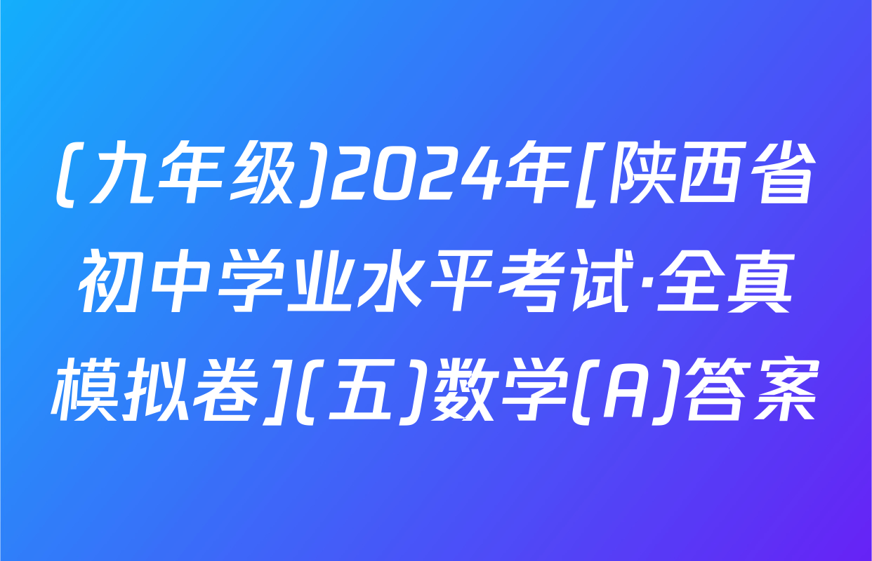 (九年级)2024年[陕西省初中学业水平考试·全真模拟卷](五)数学(A)答案