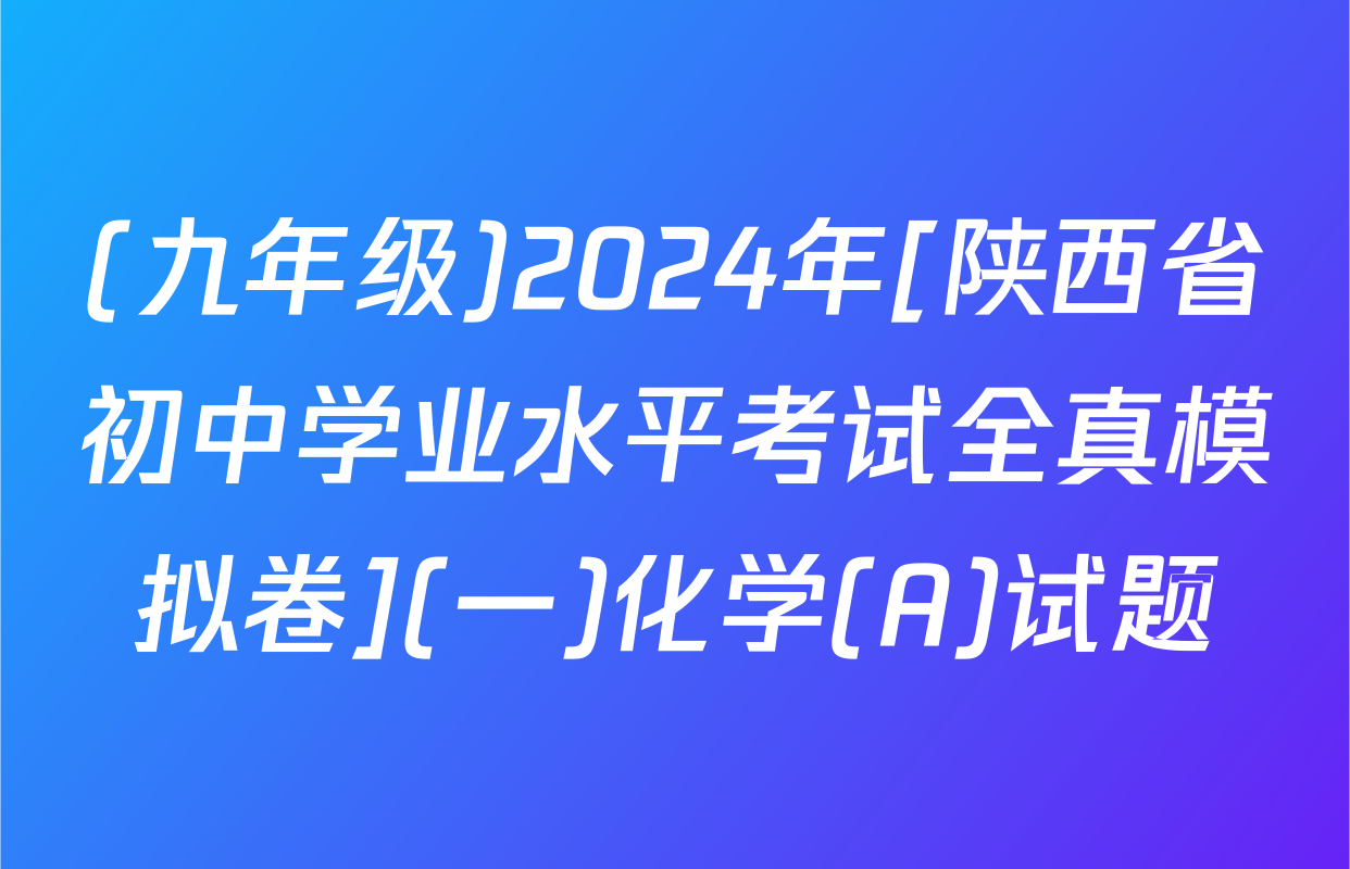 (九年级)2024年[陕西省初中学业水平考试全真模拟卷](一)化学(A)试题