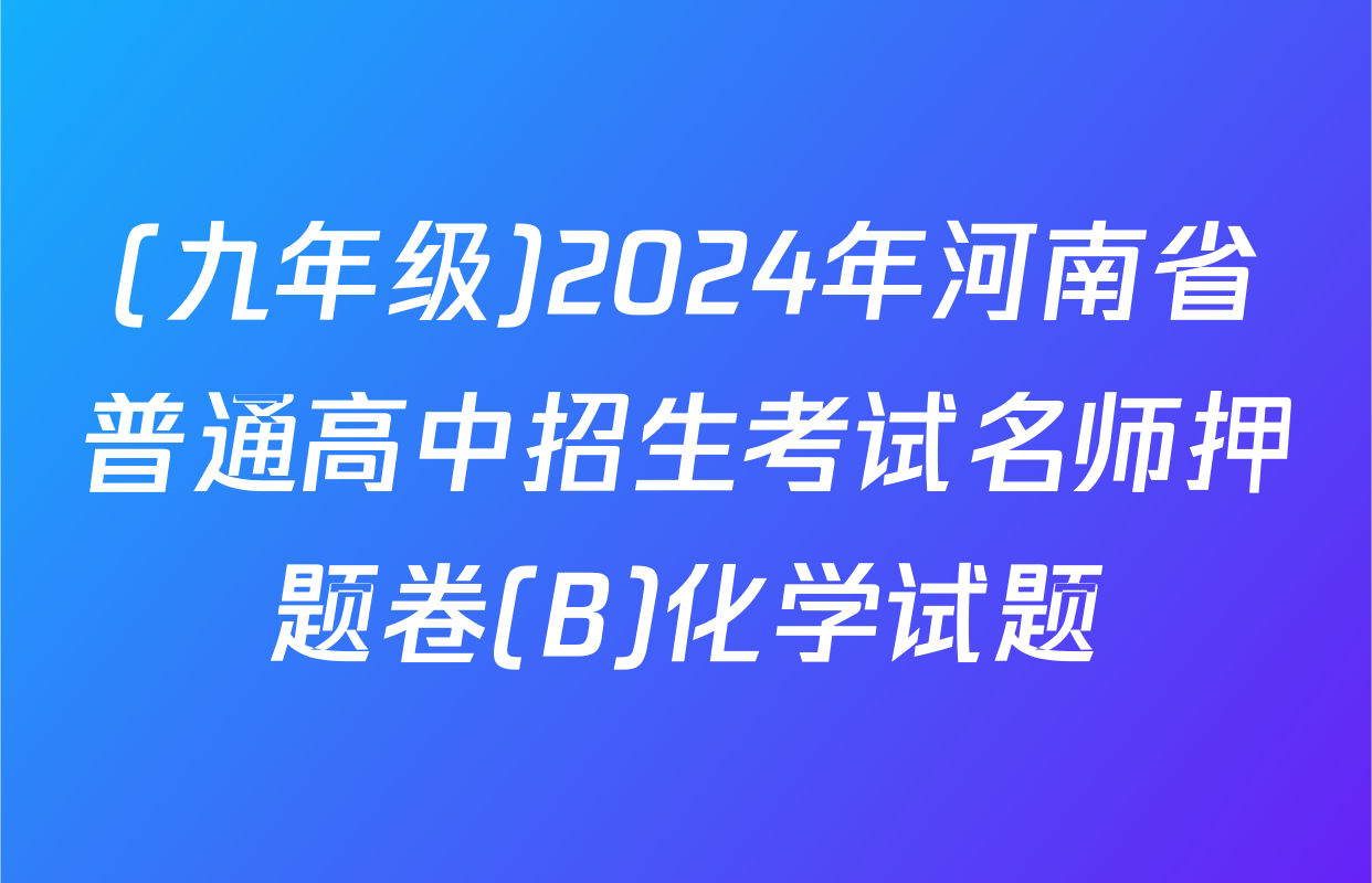 (九年级)2024年河南省普通高中招生考试名师押题卷(B)化学试题