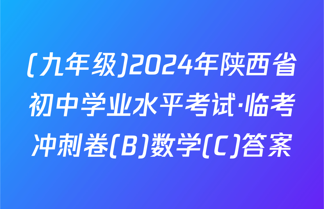 (九年级)2024年陕西省初中学业水平考试·临考冲刺卷(B)数学(C)答案
