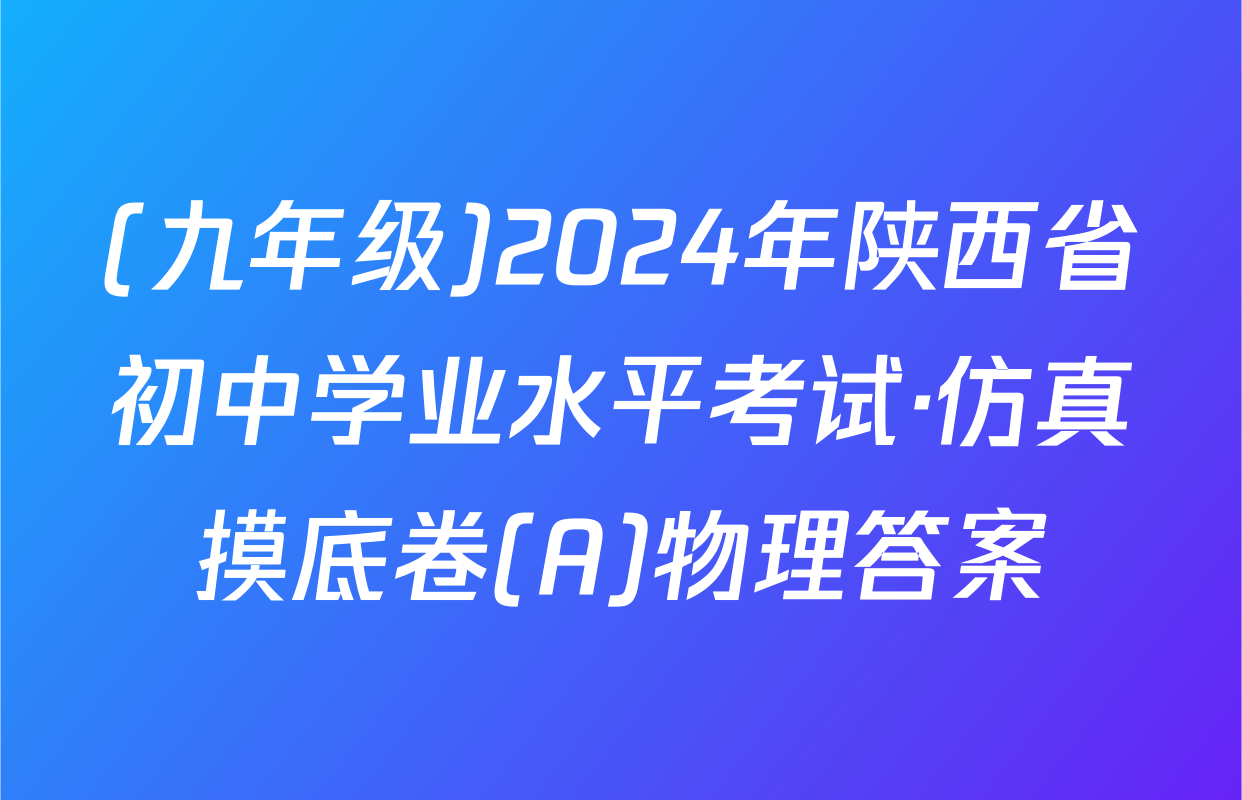 (九年级)2024年陕西省初中学业水平考试·仿真摸底卷(A)物理答案