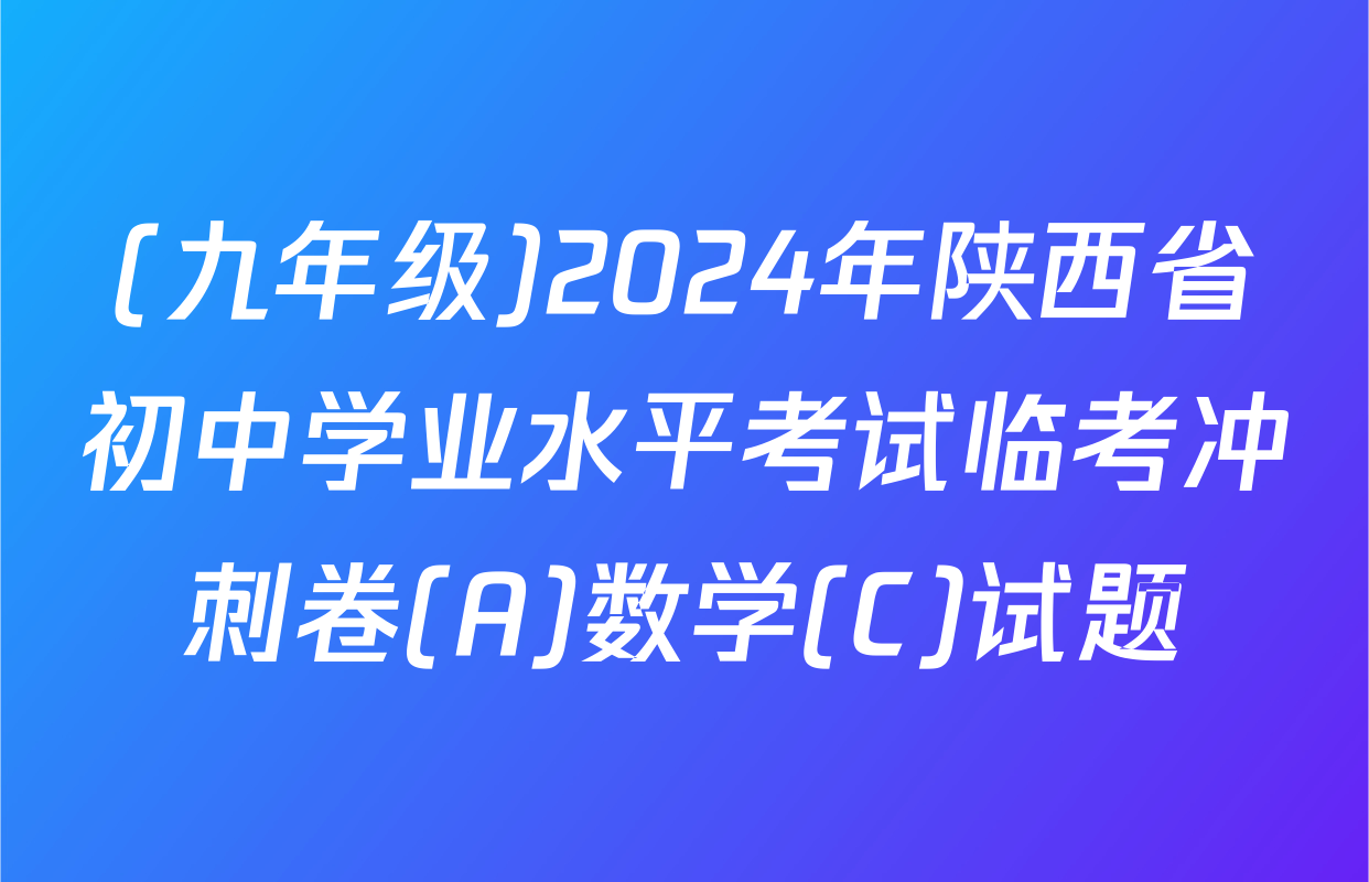 (九年级)2024年陕西省初中学业水平考试临考冲刺卷(A)数学(C)试题