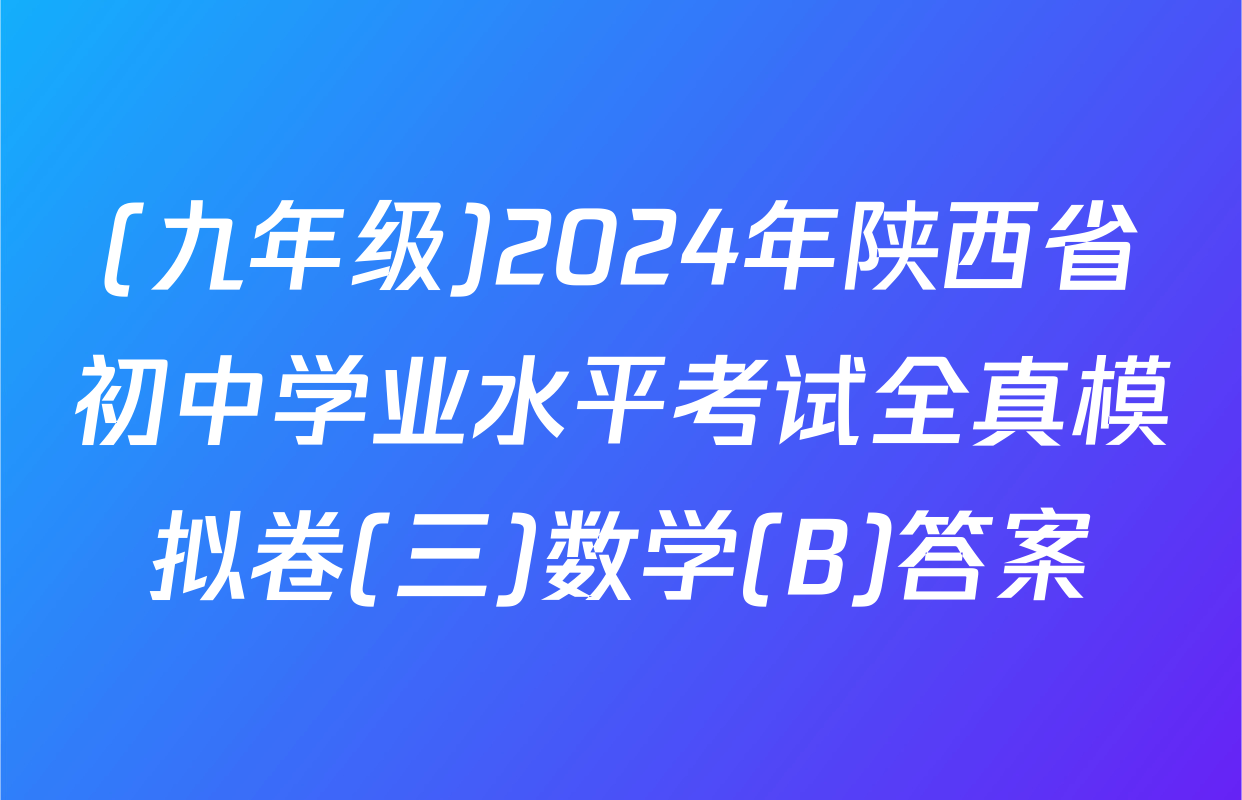 (九年级)2024年陕西省初中学业水平考试全真模拟卷(三)数学(B)答案