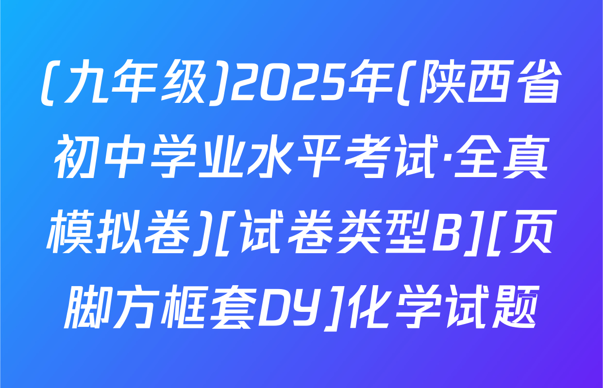 (九年级)2025年(陕西省初中学业水平考试·全真模拟卷)[试卷类型B][页脚方框套DY]化学试题