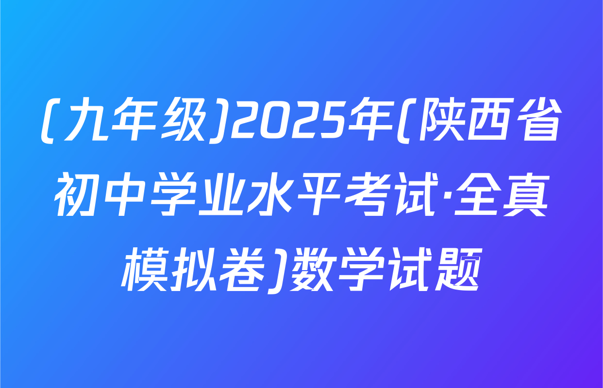 (九年级)2025年(陕西省初中学业水平考试·全真模拟卷)数学试题