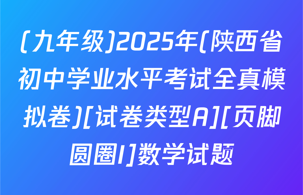 (九年级)2025年(陕西省初中学业水平考试全真模拟卷)[试卷类型A][页脚圆圈I]数学试题