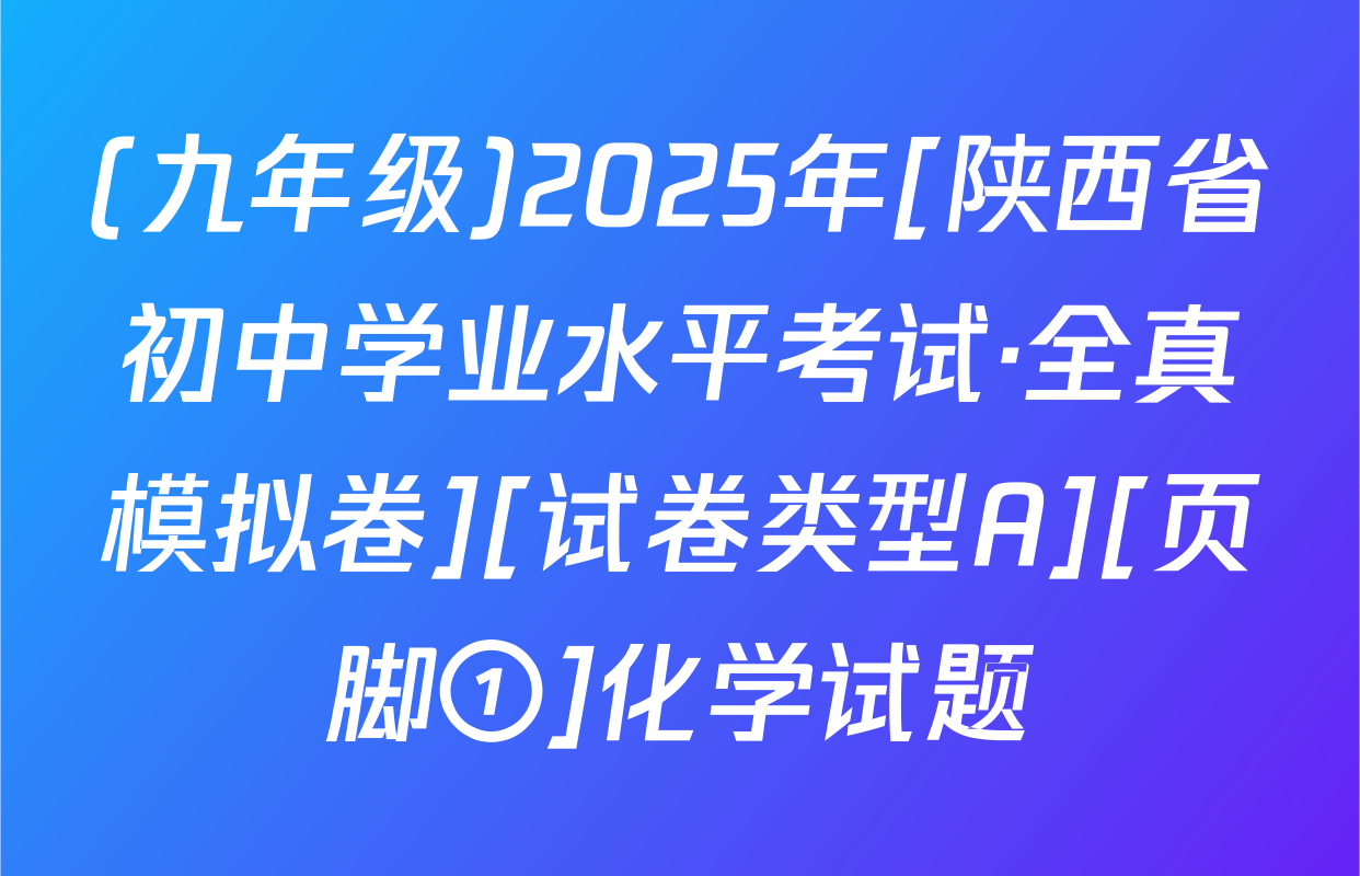 (九年级)2025年[陕西省初中学业水平考试·全真模拟卷][试卷类型A][页脚①]化学试题
