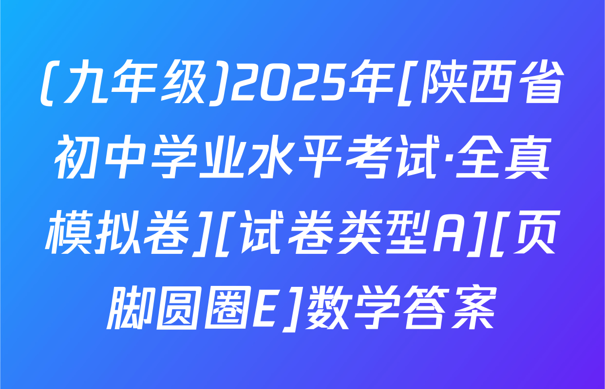(九年级)2025年[陕西省初中学业水平考试·全真模拟卷][试卷类型A][页脚圆圈E]数学答案