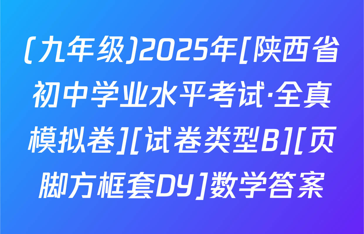 (九年级)2025年[陕西省初中学业水平考试·全真模拟卷][试卷类型B][页脚方框套DY]数学答案