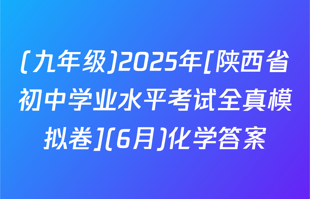 (九年级)2025年[陕西省初中学业水平考试全真模拟卷](6月)化学答案