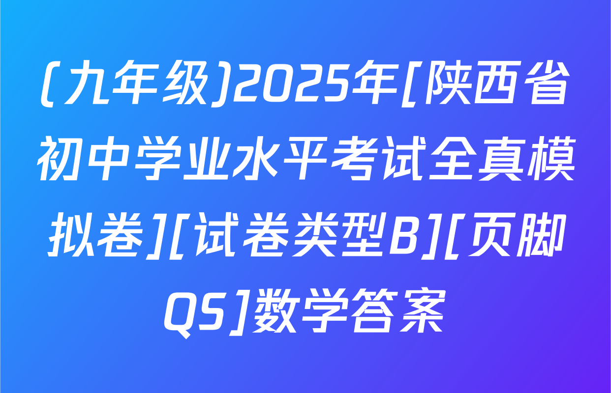 (九年级)2025年[陕西省初中学业水平考试全真模拟卷][试卷类型B][页脚QS]数学答案