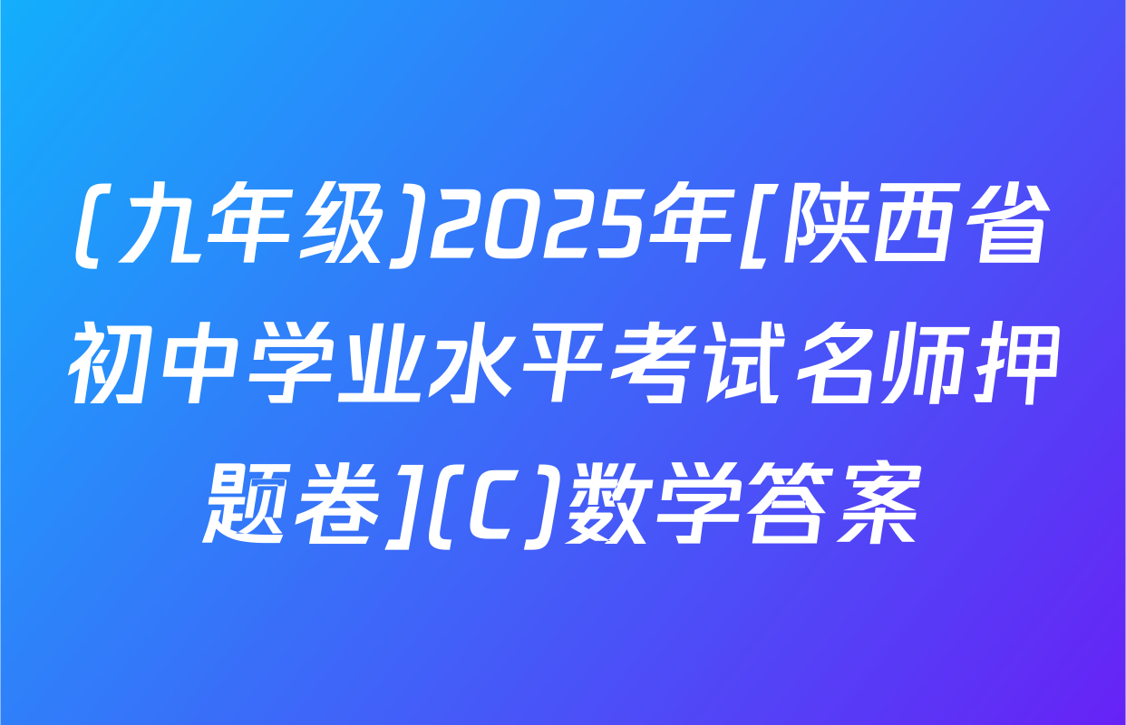 (九年级)2025年[陕西省初中学业水平考试名师押题卷](C)数学答案