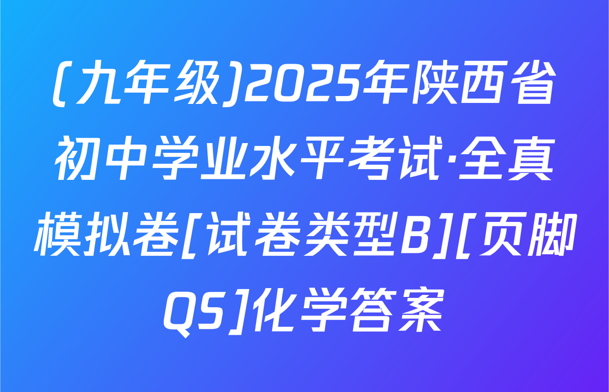 (九年级)2025年陕西省初中学业水平考试·全真模拟卷[试卷类型B][页脚QS]化学答案
