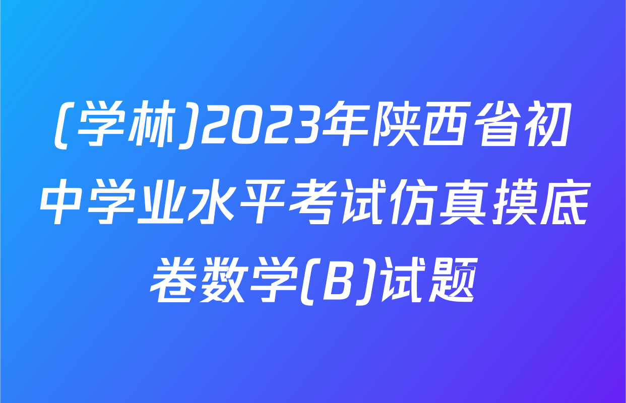 (学林)2023年陕西省初中学业水平考试仿真摸底卷数学(B)试题