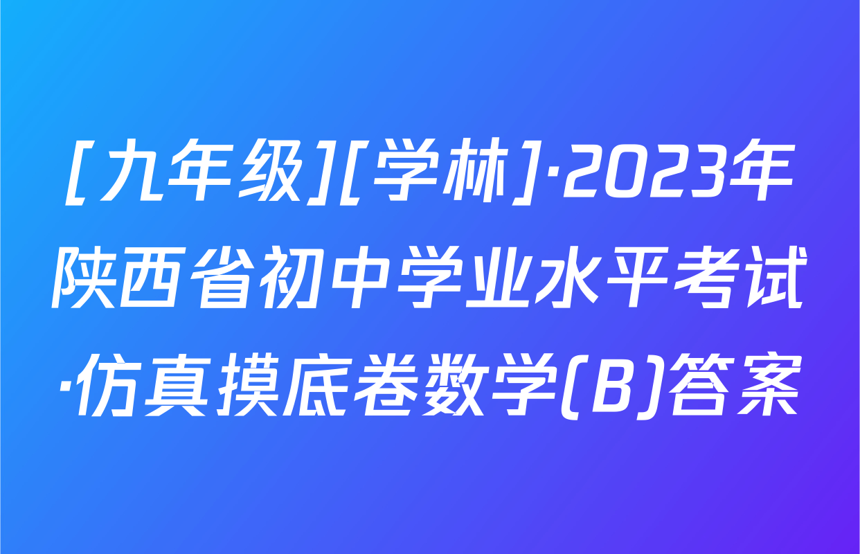 [九年级][学林]·2023年陕西省初中学业水平考试·仿真摸底卷数学(B)答案