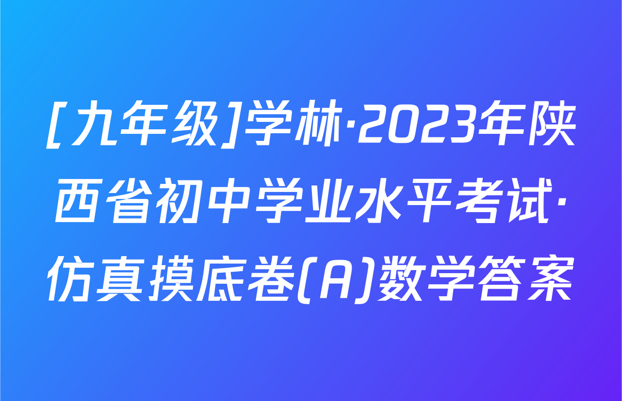 [九年级]学林·2023年陕西省初中学业水平考试·仿真摸底卷(A)数学答案