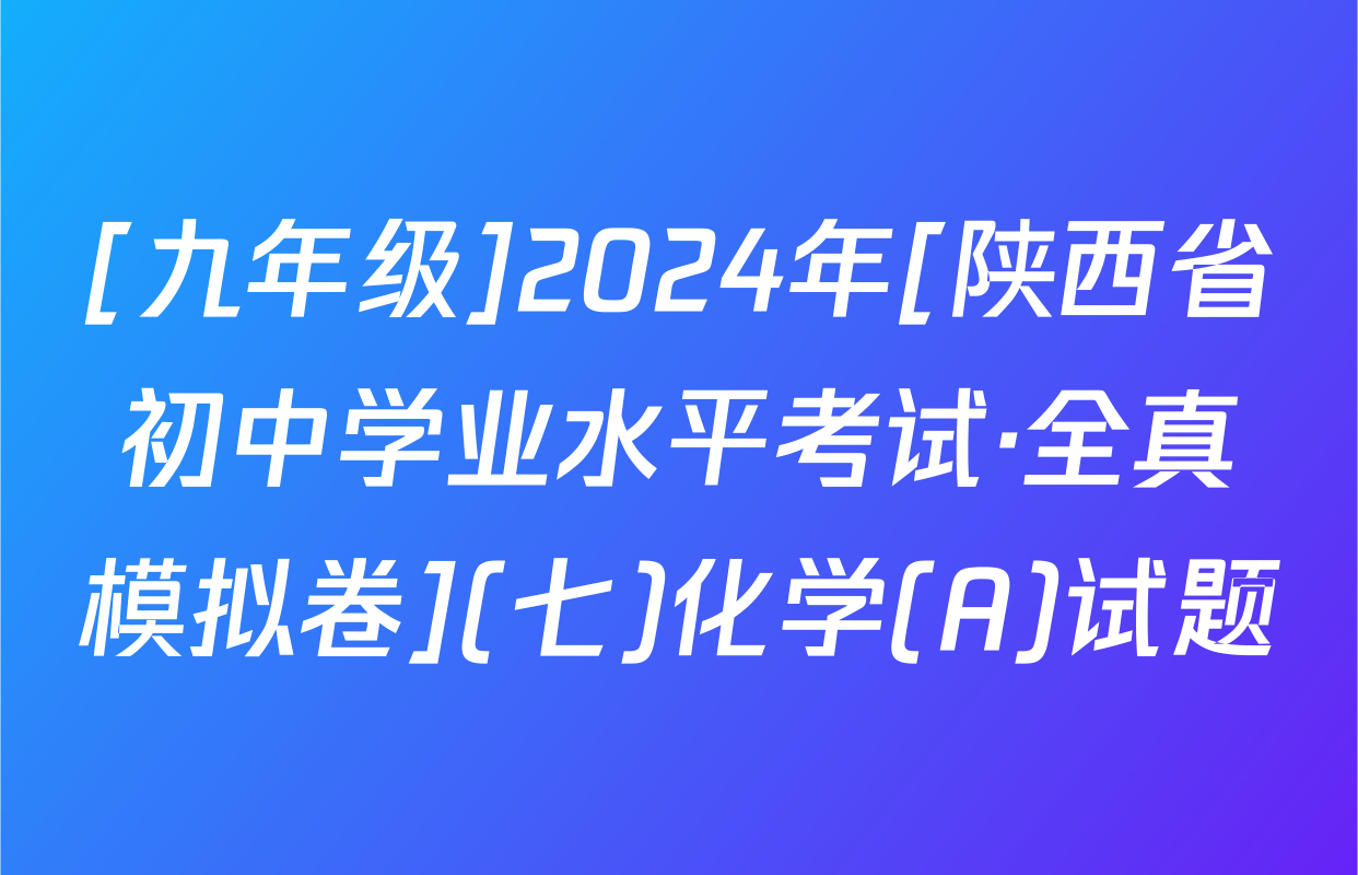 [九年级]2024年[陕西省初中学业水平考试·全真模拟卷](七)化学(A)试题