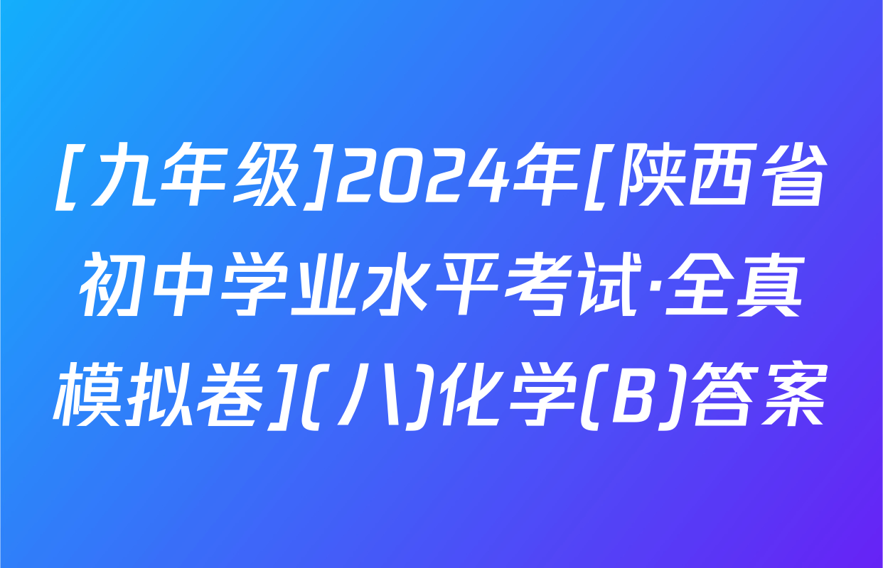 [九年级]2024年[陕西省初中学业水平考试·全真模拟卷](八)化学(B)答案