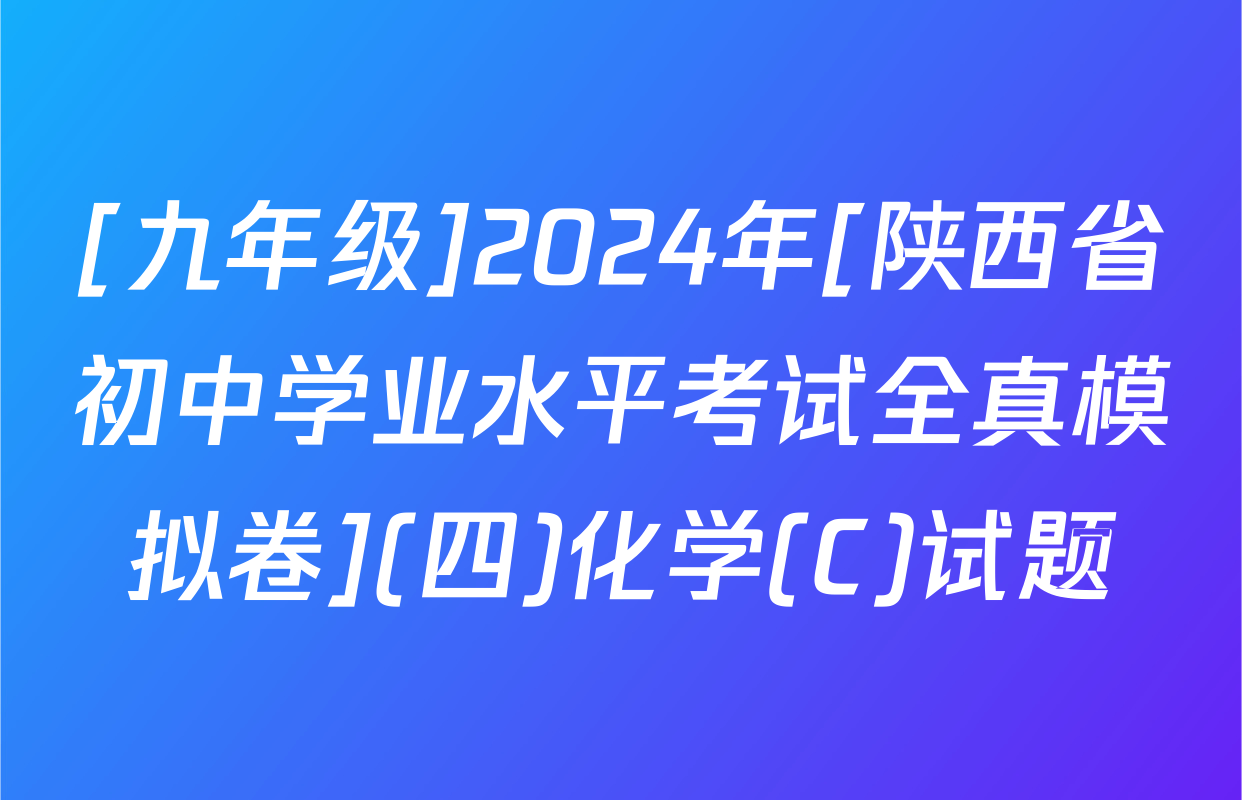 [九年级]2024年[陕西省初中学业水平考试全真模拟卷](四)化学(C)试题