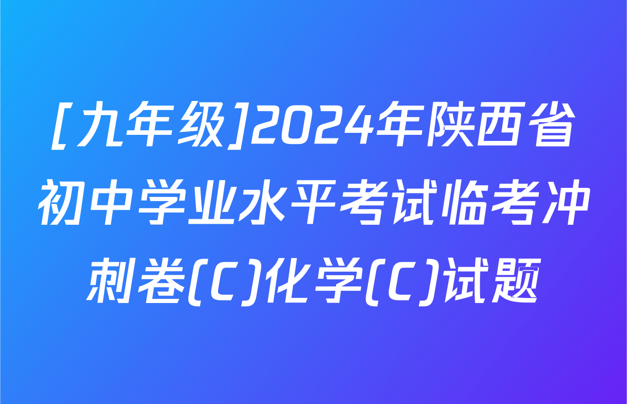 [九年级]2024年陕西省初中学业水平考试临考冲刺卷(C)化学(C)试题