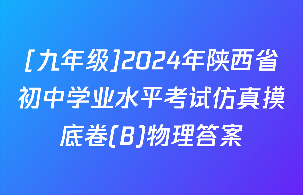 [九年级]2024年陕西省初中学业水平考试仿真摸底卷(B)物理答案