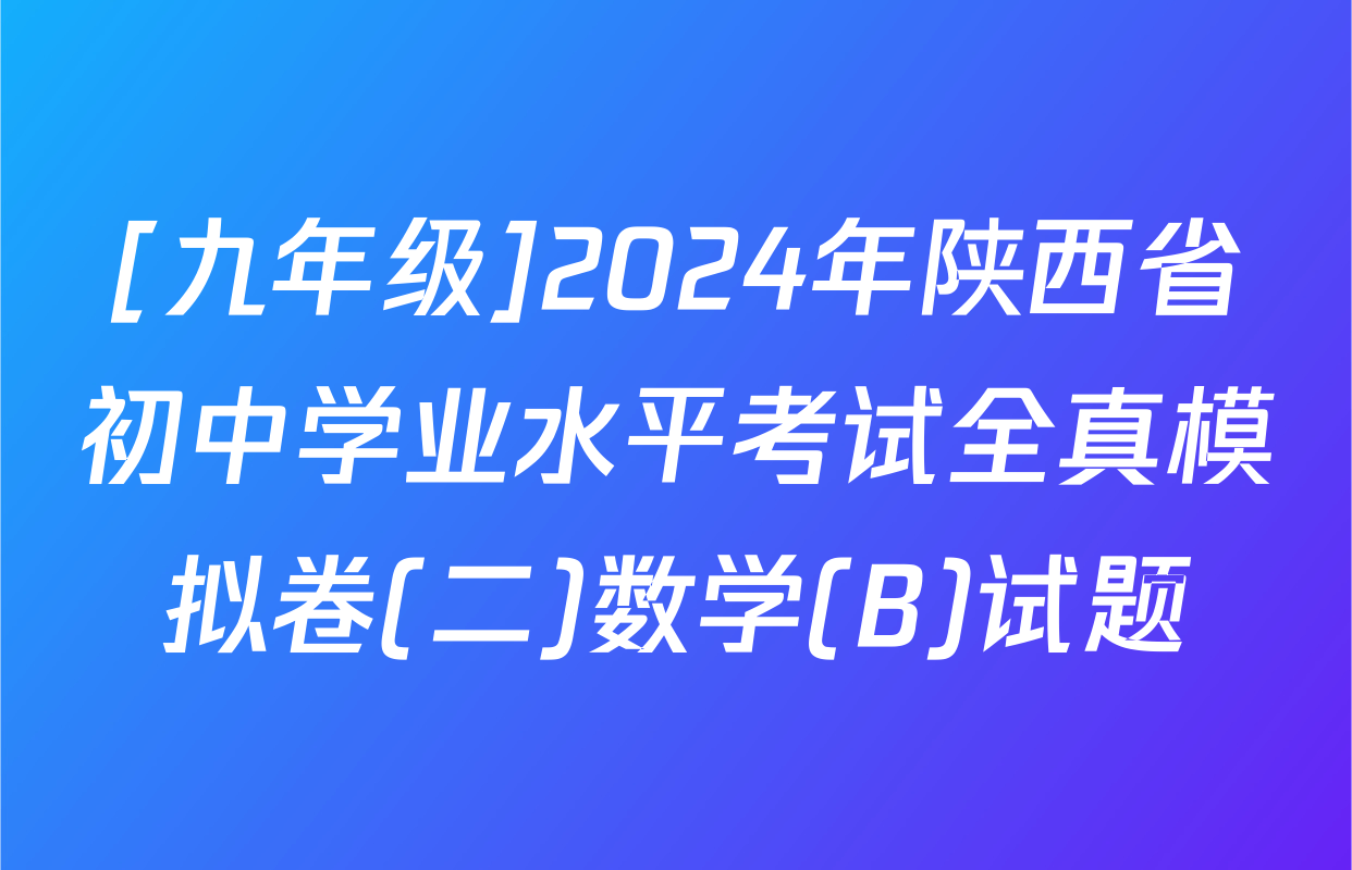 [九年级]2024年陕西省初中学业水平考试全真模拟卷(二)数学(B)试题