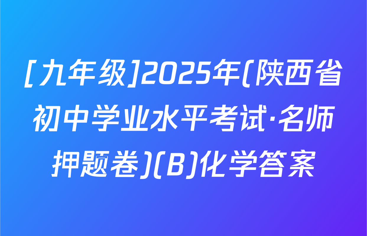 [九年级]2025年(陕西省初中学业水平考试·名师押题卷)(B)化学答案