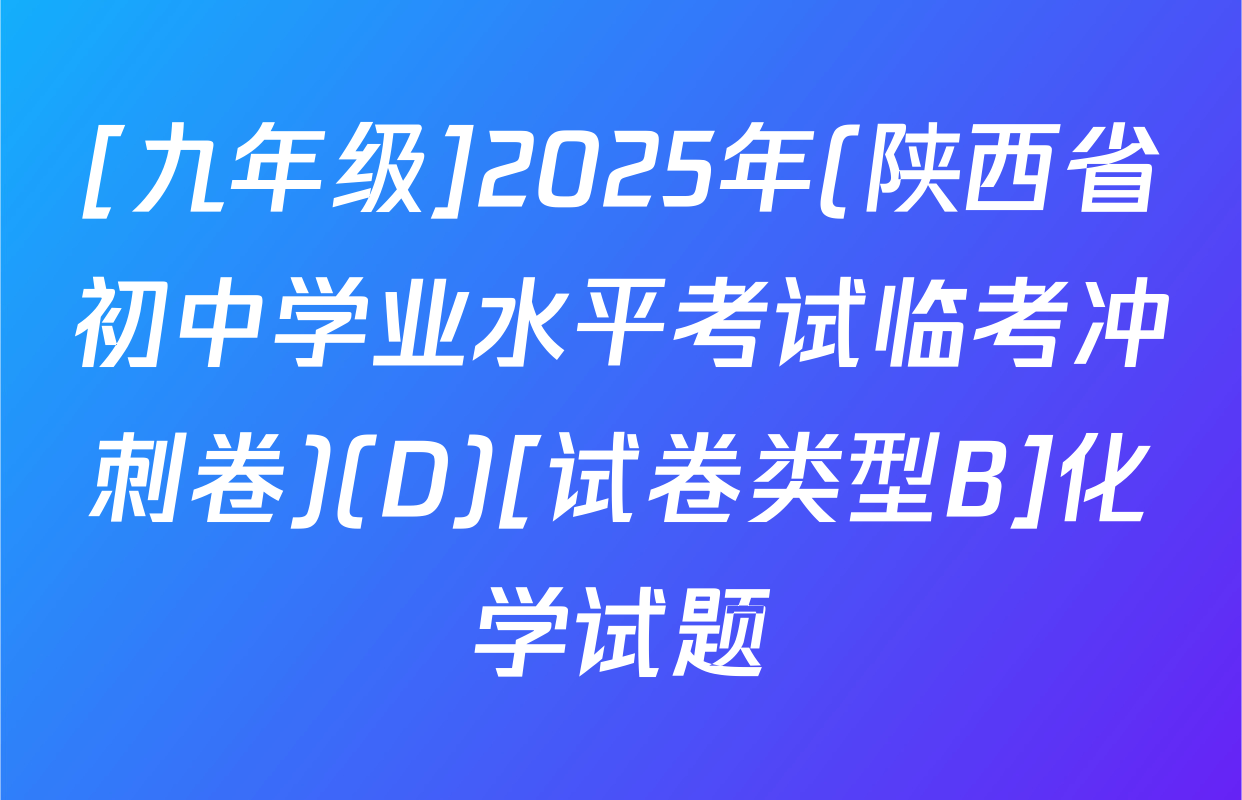 [九年级]2025年(陕西省初中学业水平考试临考冲刺卷)(D)[试卷类型B]化学试题