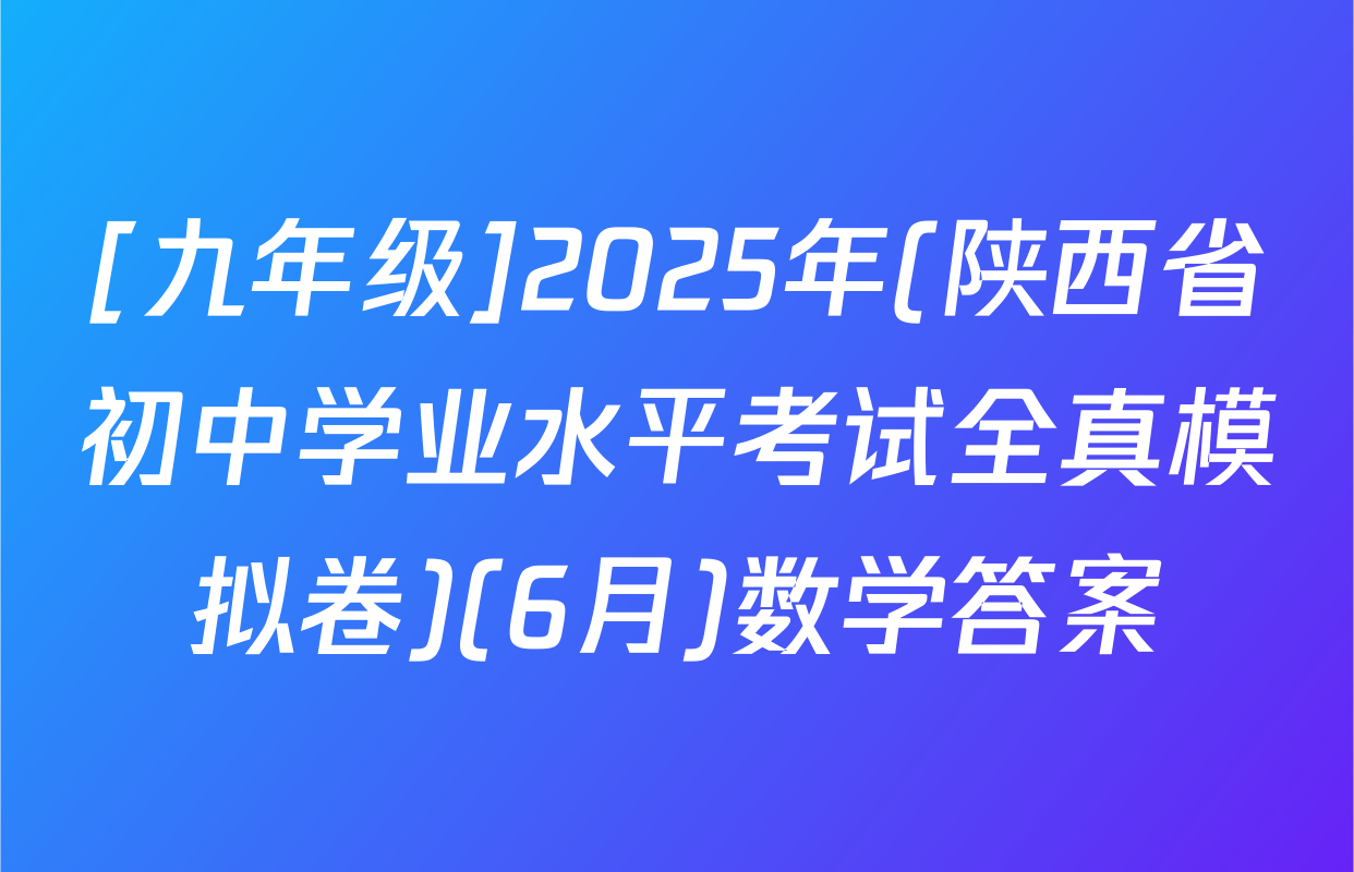 [九年级]2025年(陕西省初中学业水平考试全真模拟卷)(6月)数学答案