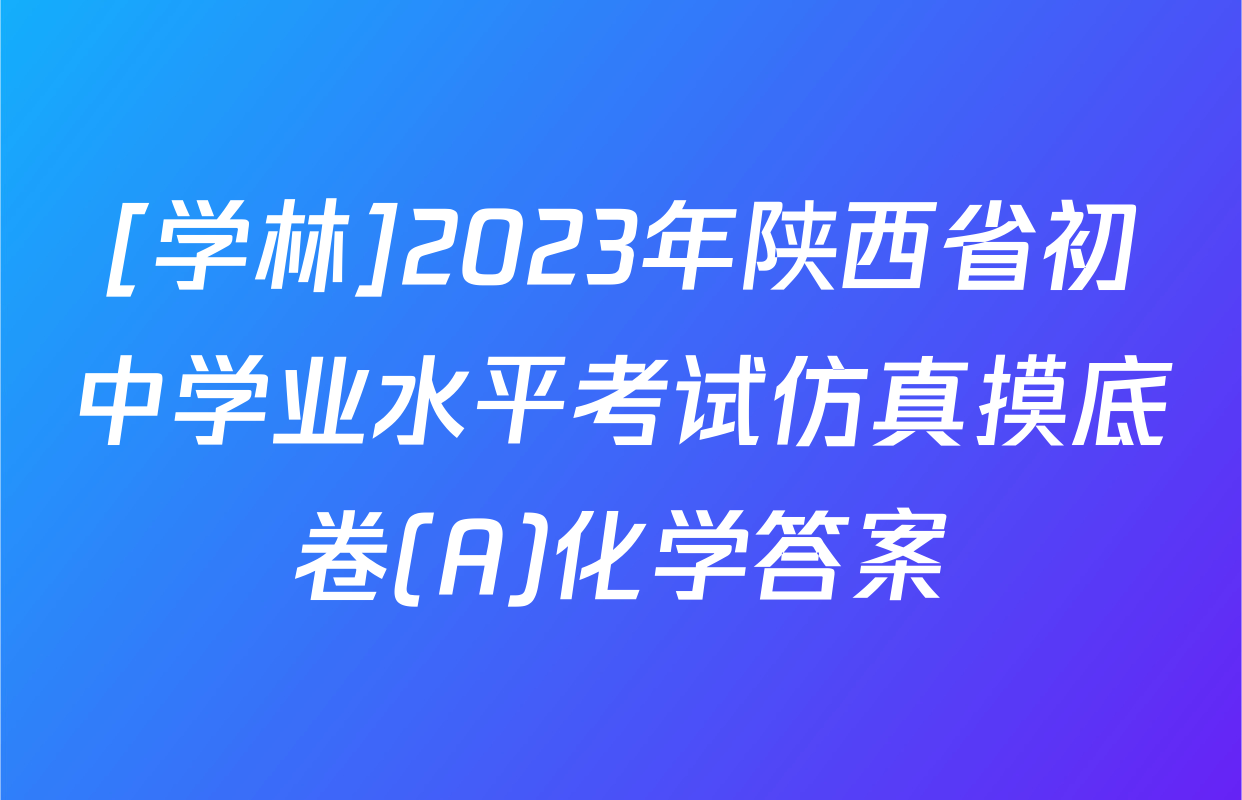 [学林]2023年陕西省初中学业水平考试仿真摸底卷(A)化学答案