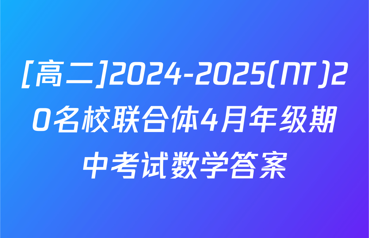 [高二]2024-2025(NT)20名校联合体4月年级期中考试数学答案