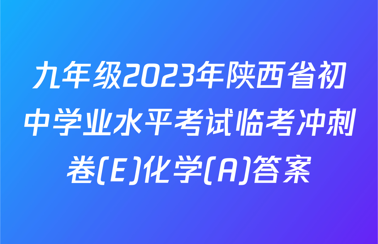 九年级2023年陕西省初中学业水平考试临考冲刺卷(E)化学(A)答案