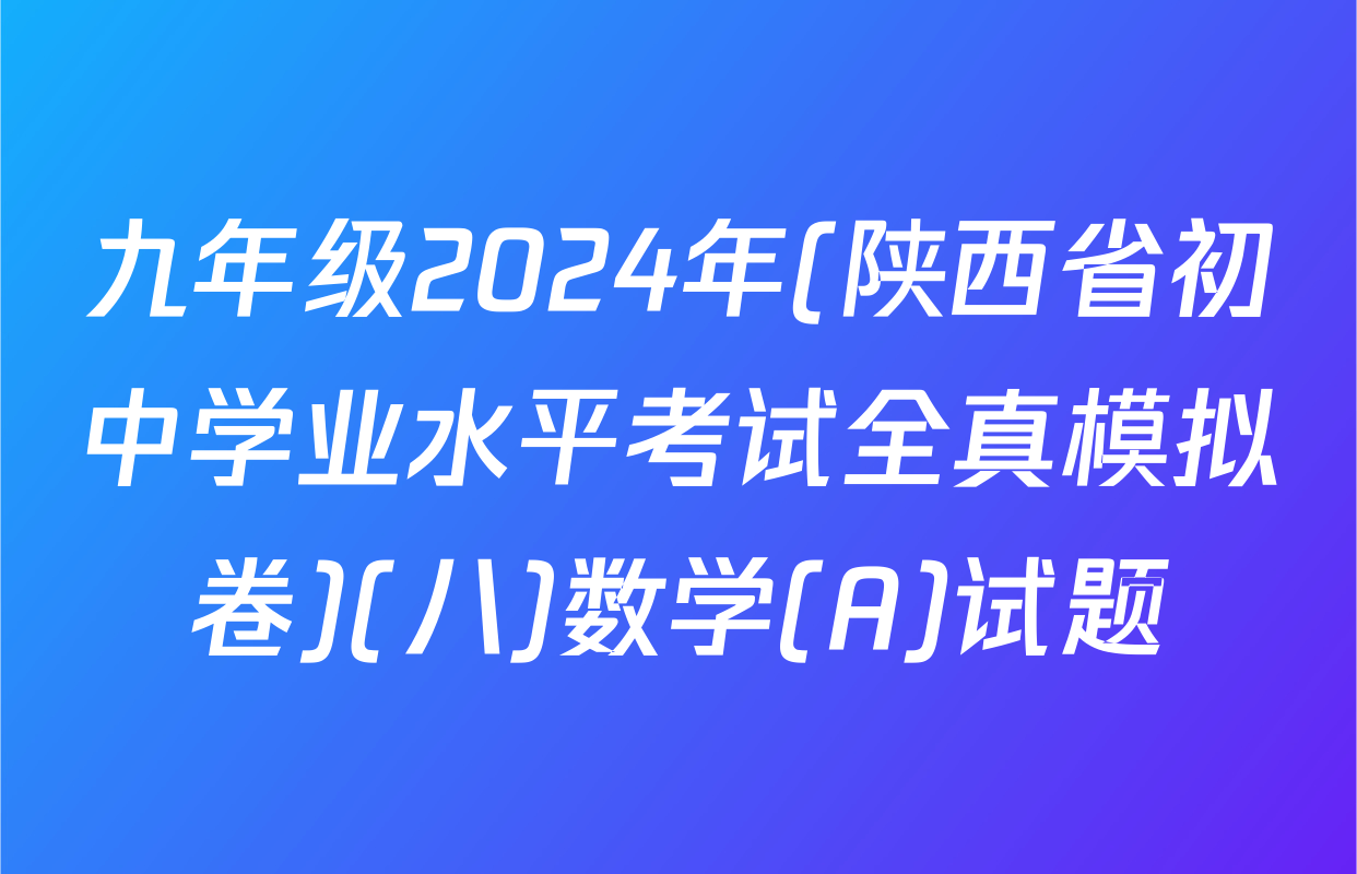 九年级2024年(陕西省初中学业水平考试全真模拟卷)(八)数学(A)试题