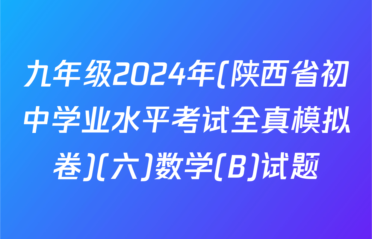 九年级2024年(陕西省初中学业水平考试全真模拟卷)(六)数学(B)试题