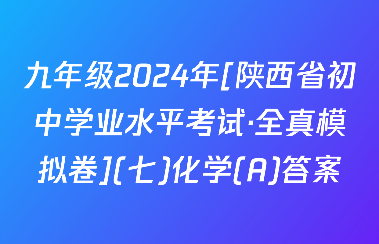 九年级2024年[陕西省初中学业水平考试·全真模拟卷](七)化学(A)答案
