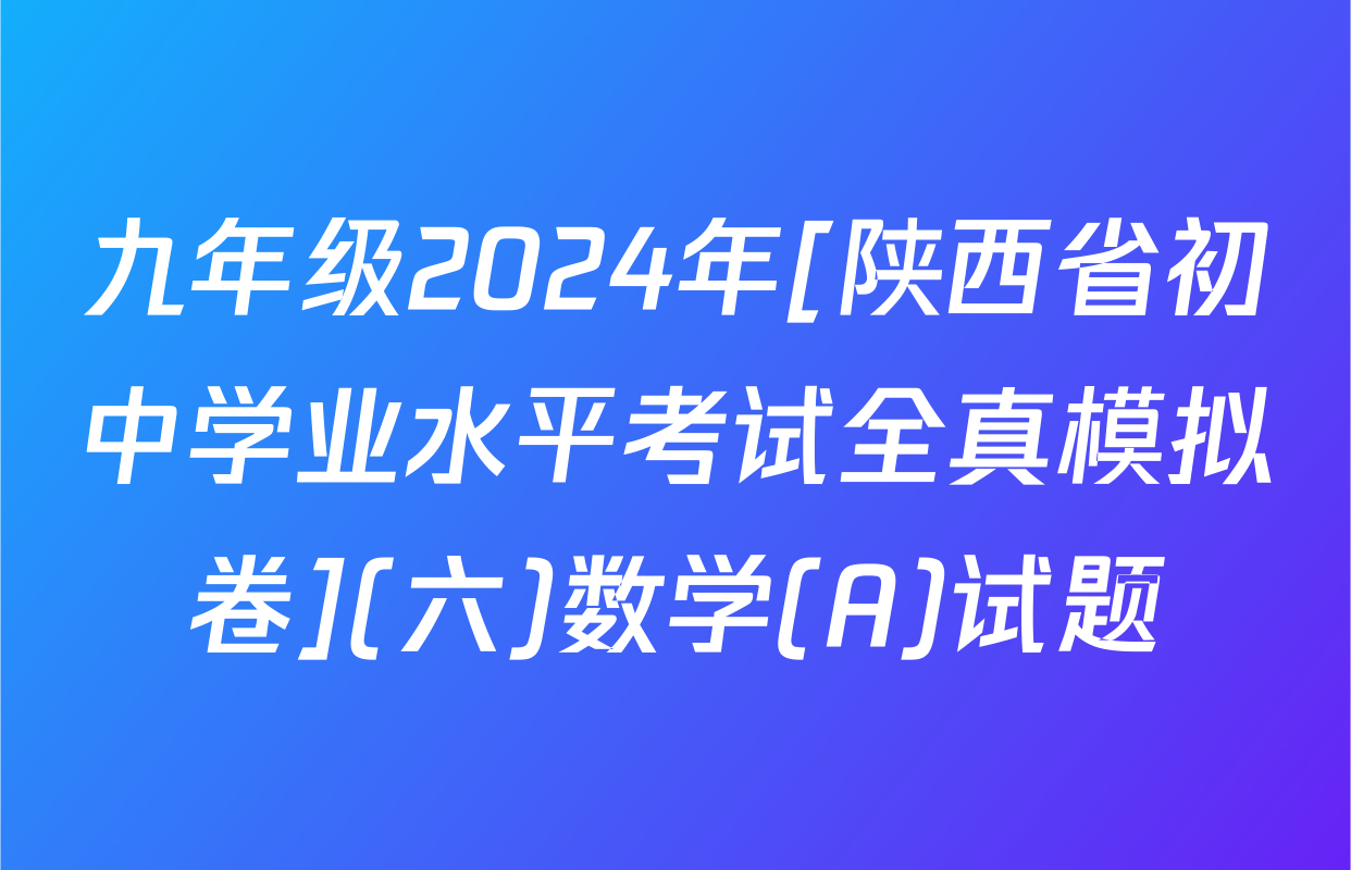 九年级2024年[陕西省初中学业水平考试全真模拟卷](六)数学(A)试题
