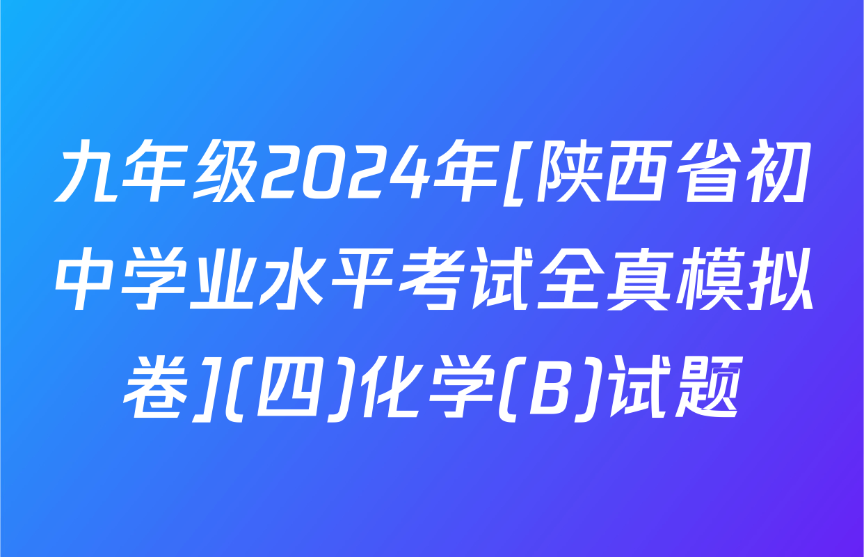 九年级2024年[陕西省初中学业水平考试全真模拟卷](四)化学(B)试题