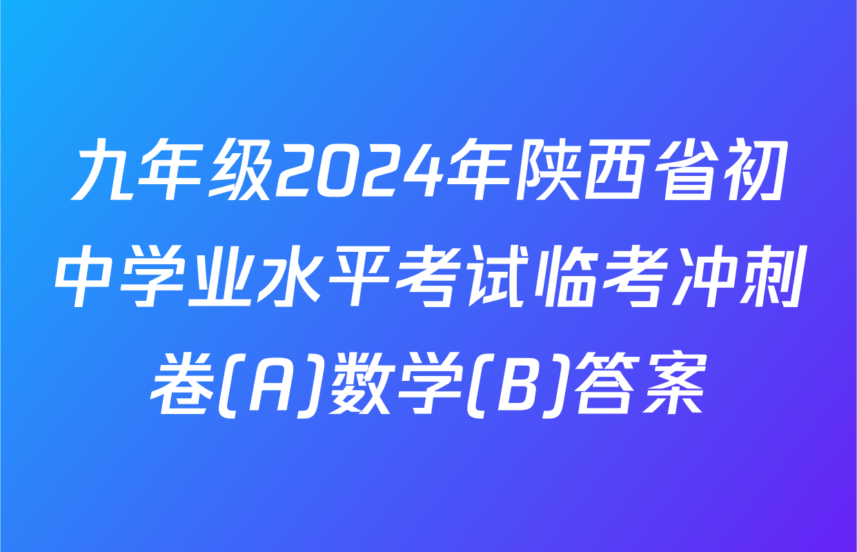 九年级2024年陕西省初中学业水平考试临考冲刺卷(A)数学(B)答案