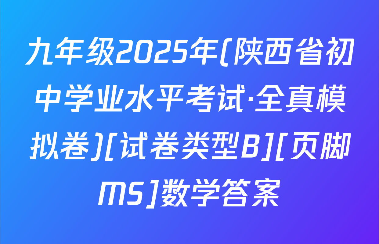 九年级2025年(陕西省初中学业水平考试·全真模拟卷)[试卷类型B][页脚MS]数学答案