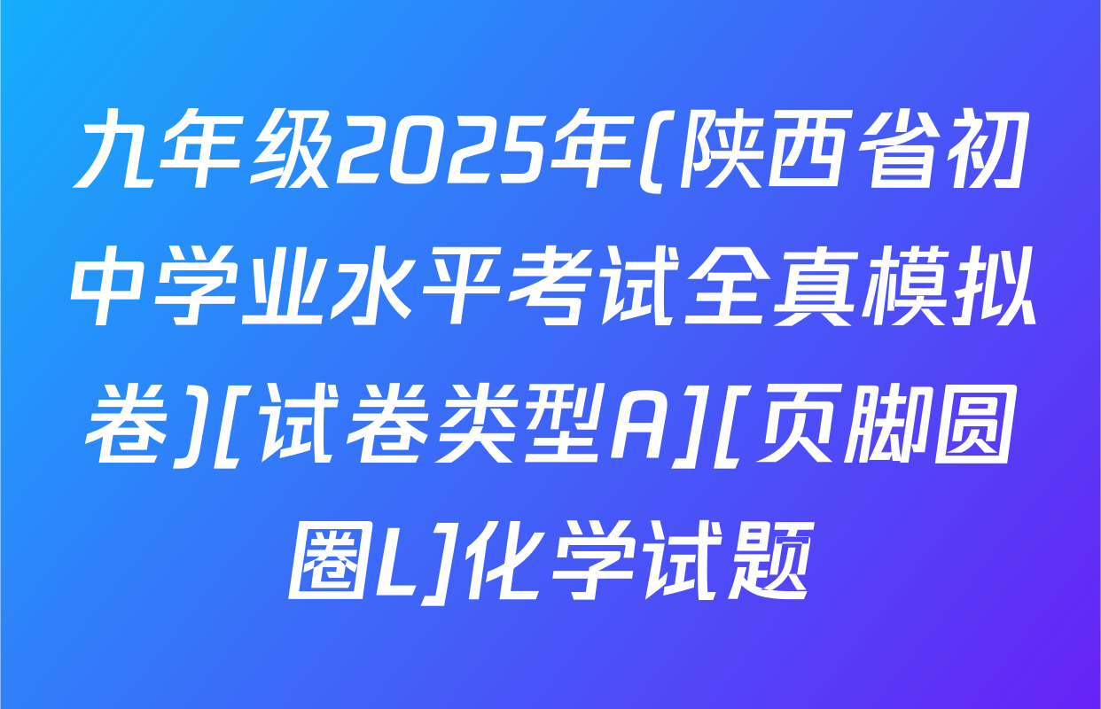 九年级2025年(陕西省初中学业水平考试全真模拟卷)[试卷类型A][页脚圆圈L]化学试题