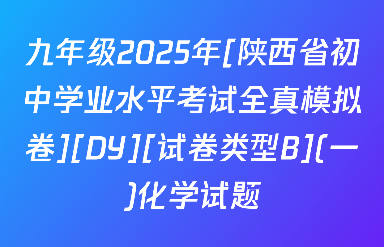 九年级2025年[陕西省初中学业水平考试全真模拟卷][DY][试卷类型B](一)化学试题