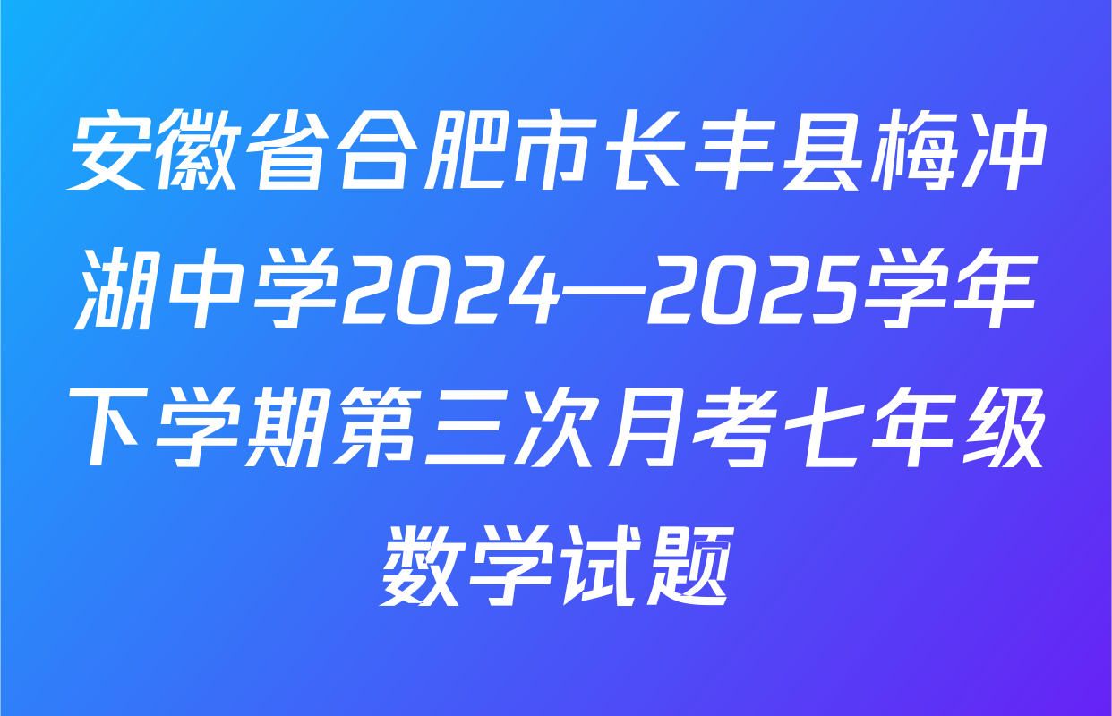 安徽省合肥市长丰县梅冲湖中学2024—2025学年下学期第三次月考七年级数学试题