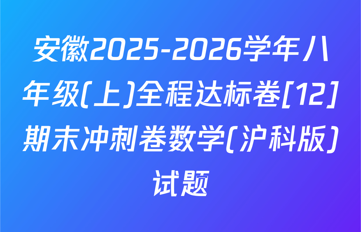 安徽2025-2026学年八年级(上)全程达标卷[12]期末冲刺卷数学(沪科版)试题