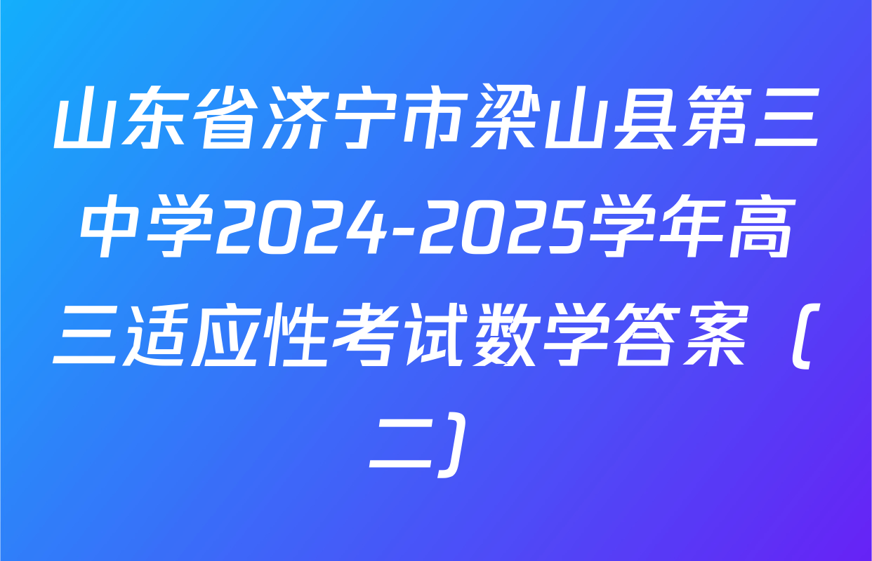 山东省济宁市梁山县第三中学2024-2025学年高三适应性考试数学答案（二）