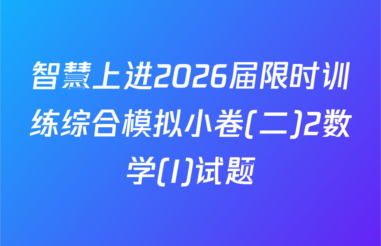 智慧上进2026届限时训练综合模拟小卷(二)2数学(I)试题