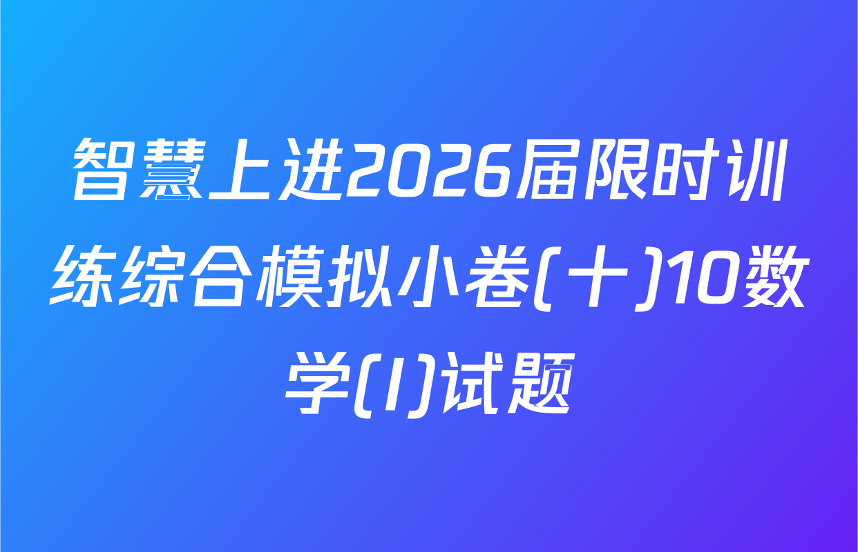 智慧上进2026届限时训练综合模拟小卷(十)10数学(I)试题