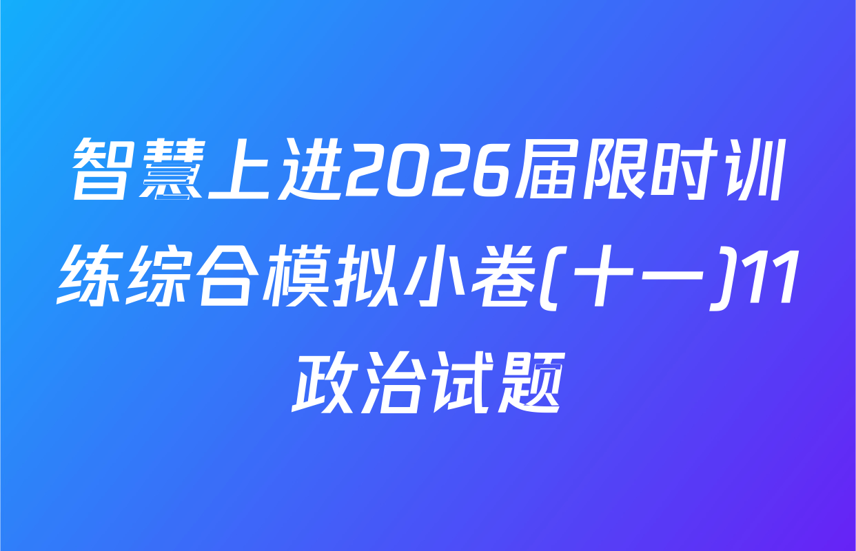 智慧上进2026届限时训练综合模拟小卷(十一)11政治试题