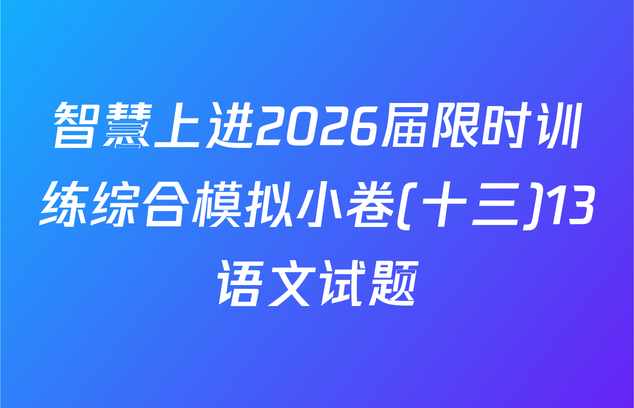 智慧上进2026届限时训练综合模拟小卷(十三)13语文试题